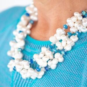 $295 New Lastava Pearls Blue Picasso beads Swarovski Crystals